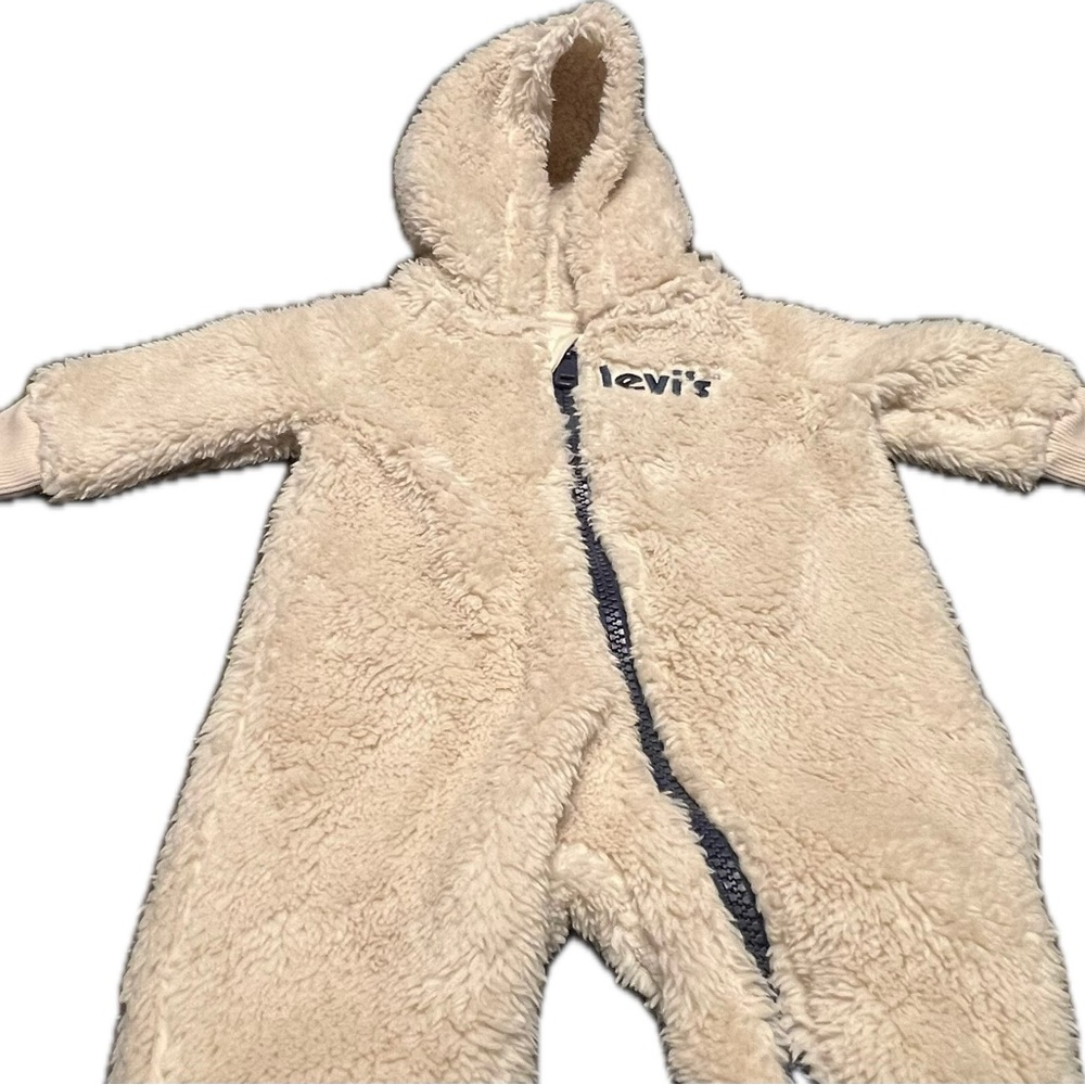Levi's Sherpa Unisex Full Zip Long Sleeve Baby Footie Coveralls Size 3 months